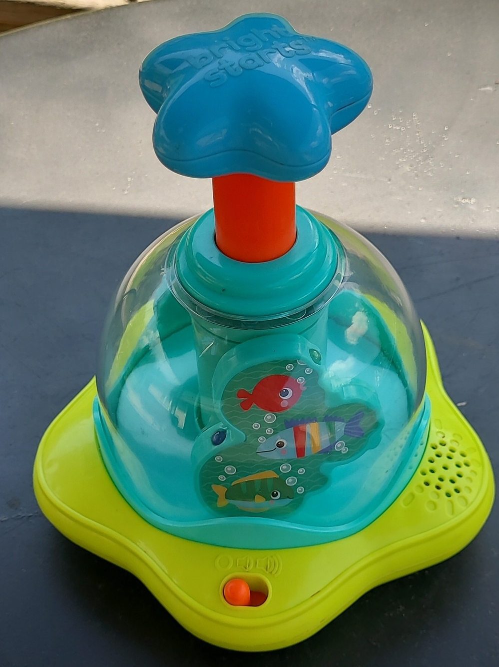 Bright Blue & Lime Push-Spinner Bath Toy for Kids